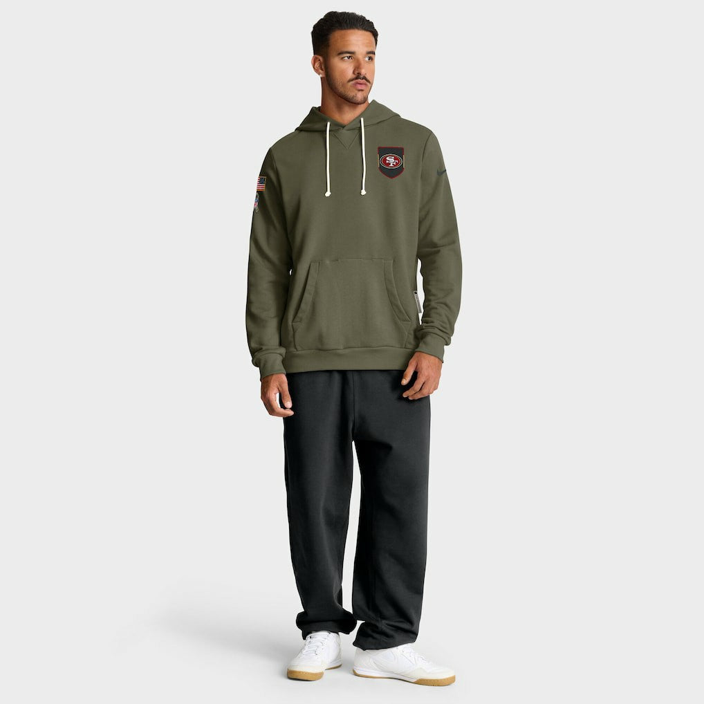 San Francisco 49ers 2025 Salute to Service Sideline Standard Issue Dri-FIT Hoodie Olive
