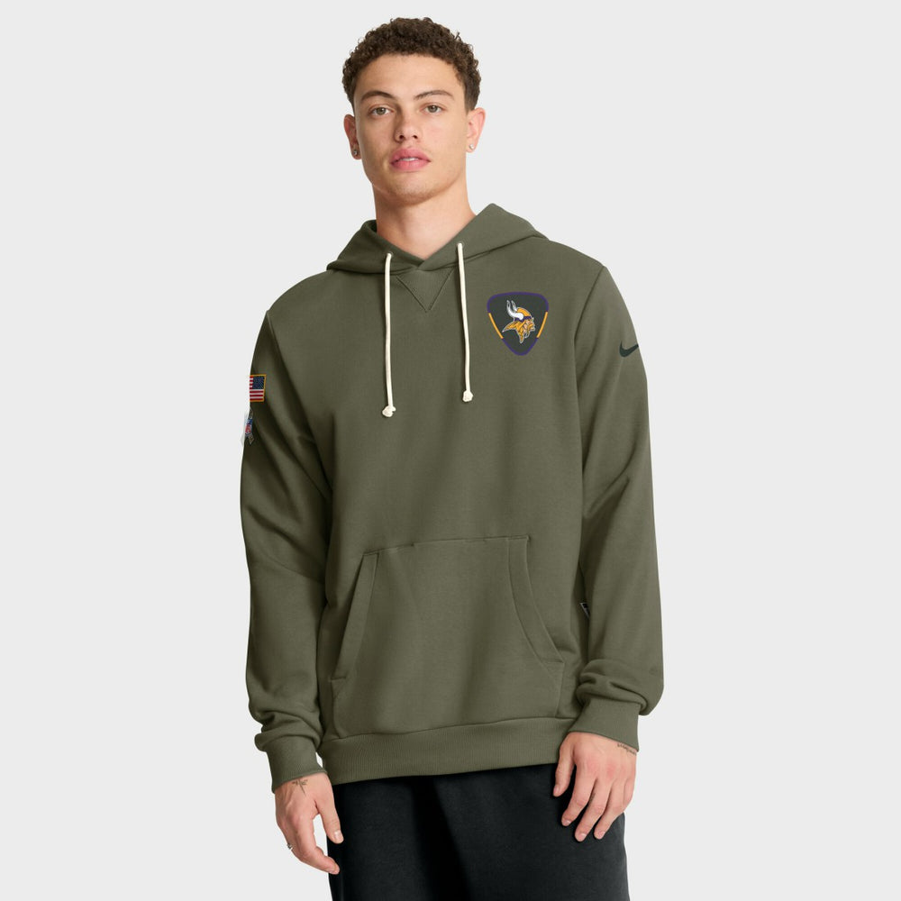 Minnesota Vikings 2025 Salute to Service Sideline Standard Issue Dri-FIT Hoodie Olive