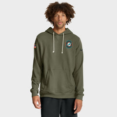 Miami Dolphins 2025 Salute to Service Sideline Standard Issue Dri-FIT Hoodie Olive