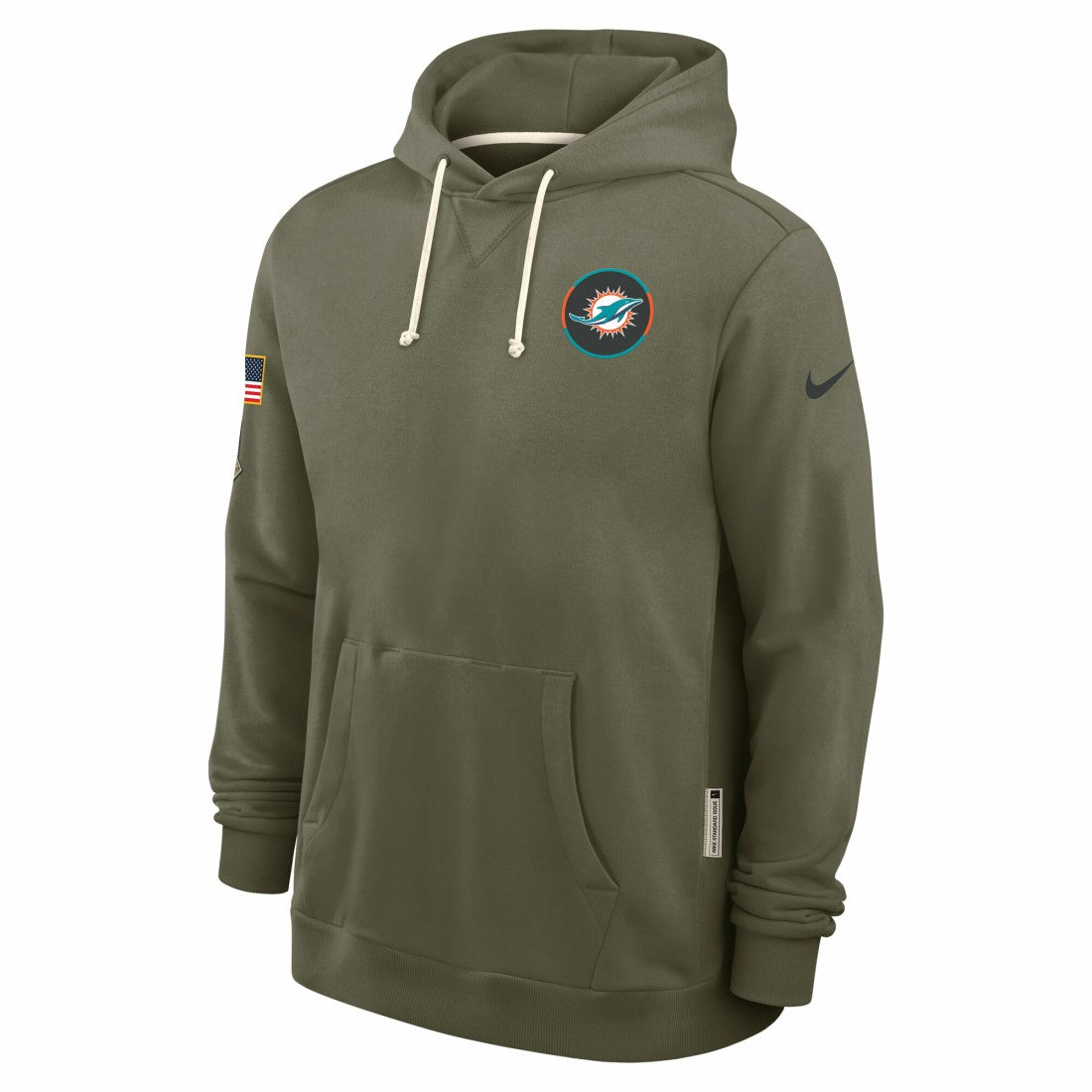 Miami Dolphins 2025 Salute to Service Sideline Standard Issue Dri-FIT Hoodie Olive