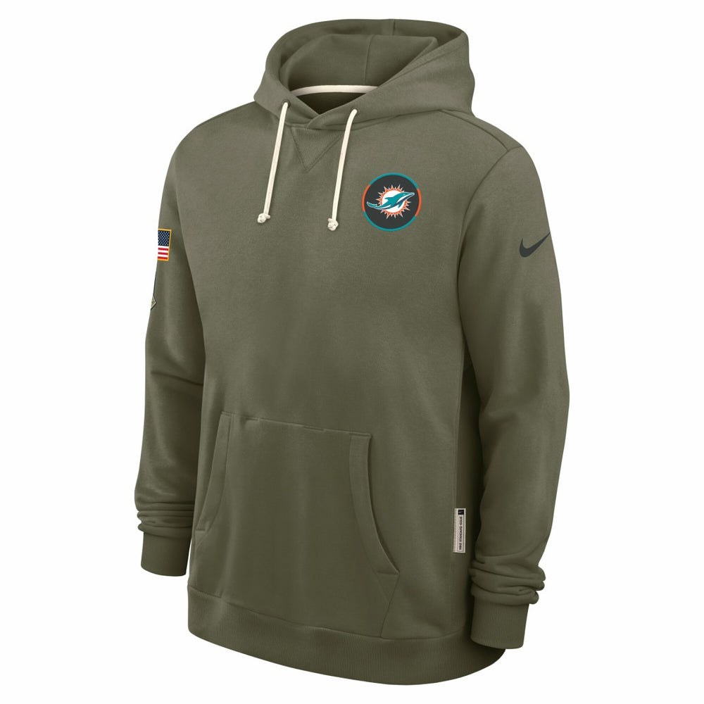 Miami Dolphins 2025 Salute to Service Sideline Standard Issue Dri-FIT Hoodie Olive
