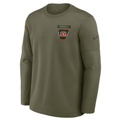 Cincinnati Bengals 2025 Salute to Service Sideline Coaches Therma-FIT Long Sleeve Shirt Olive