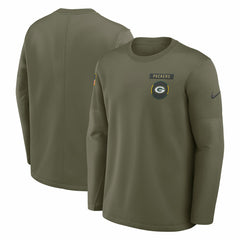Green Bay Packers 2025 Salute to Service Sideline Coaches Therma-FIT Long Sleeve Shirt Olive