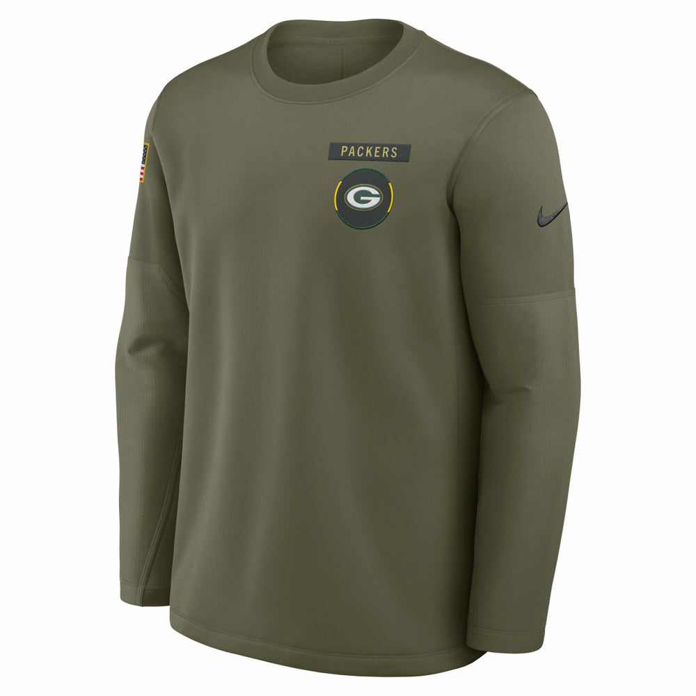 Green Bay Packers 2025 Salute to Service Sideline Coaches Therma-FIT Long Sleeve Shirt Olive