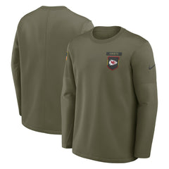 Kansas City Chiefs 2025 Salute to Service Sideline Coaches Therma-FIT Long Sleeve Shirt Olive