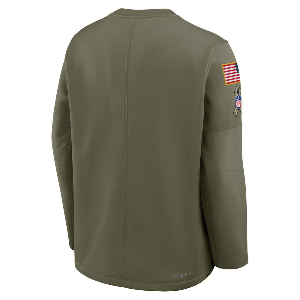 Kansas City Chiefs 2025 Salute to Service Sideline Coaches Therma-FIT Long Sleeve Shirt Olive