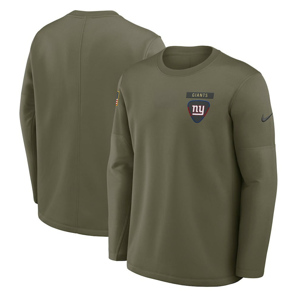 New York Giants 2025 Salute to Service Sideline Coaches Therma-FIT Long Sleeve Shirt Olive