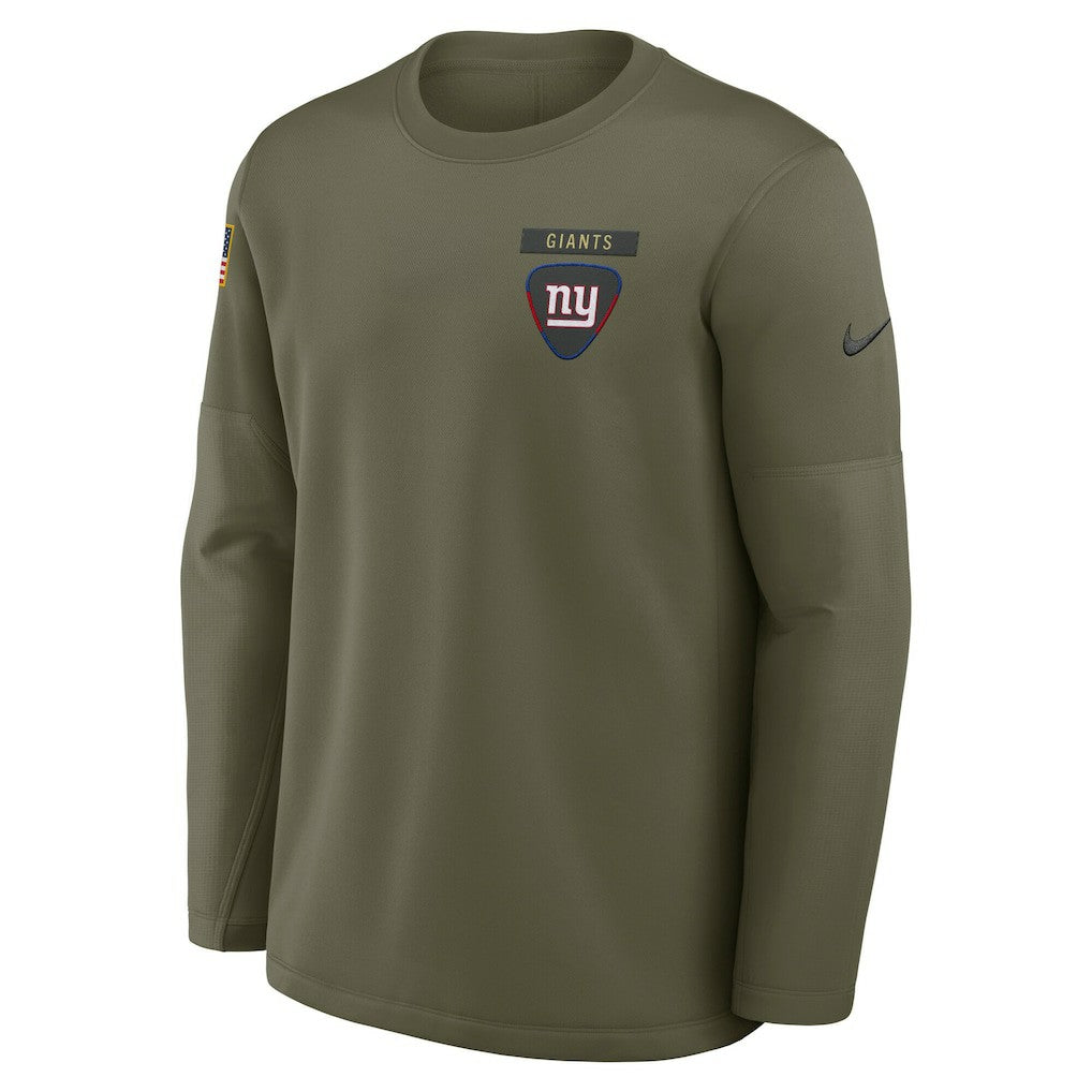 New York Giants 2025 Salute to Service Sideline Coaches Therma-FIT Long Sleeve Shirt Olive