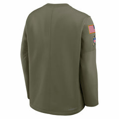 New York Jets 2025 Salute to Service Sideline Coaches Therma-FIT Long Sleeve Shirt Olive