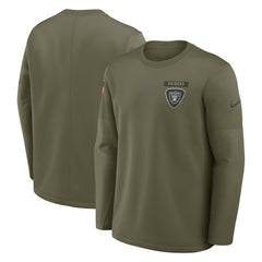 Las Vegas Raiders 2025 Salute to Service Sideline Coaches Therma-FIT Long Sleeve Shirt Olive