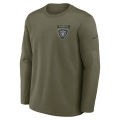 Las Vegas Raiders 2025 Salute to Service Sideline Coaches Therma-FIT Long Sleeve Shirt Olive