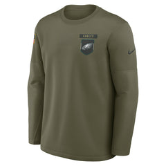 Philadelphia Eagles 2025 Salute to Service Sideline Coaches Therma-FIT Long Sleeve Shirt Olive