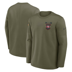 San Francisco 49ers 2025 Salute to Service Sideline Coaches Therma-FIT Long Sleeve Shirt Olive