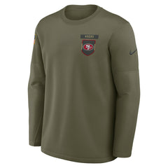 San Francisco 49ers 2025 Salute to Service Sideline Coaches Therma-FIT Long Sleeve Shirt Olive