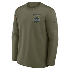 Seattle Seahawks 2025 Salute to Service Sideline Coaches Therma-FIT Long Sleeve Shirt Olive