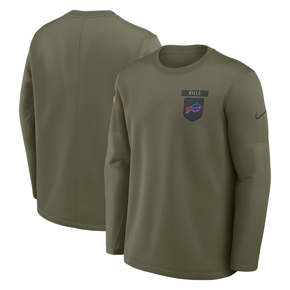Buffalo Bills 2025 Salute to Service Sideline Coaches Therma-FIT Long Sleeve Shirt Olive