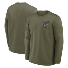 Atlanta Falcons 2025 Salute to Service Sideline Coaches Therma-FIT Long Sleeve Shirt Olive