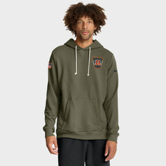 Cincinnati Bengals Big & Tall 2025 Salute to Service Sideline Dominant Force Dri-FIT Hoodie Olive