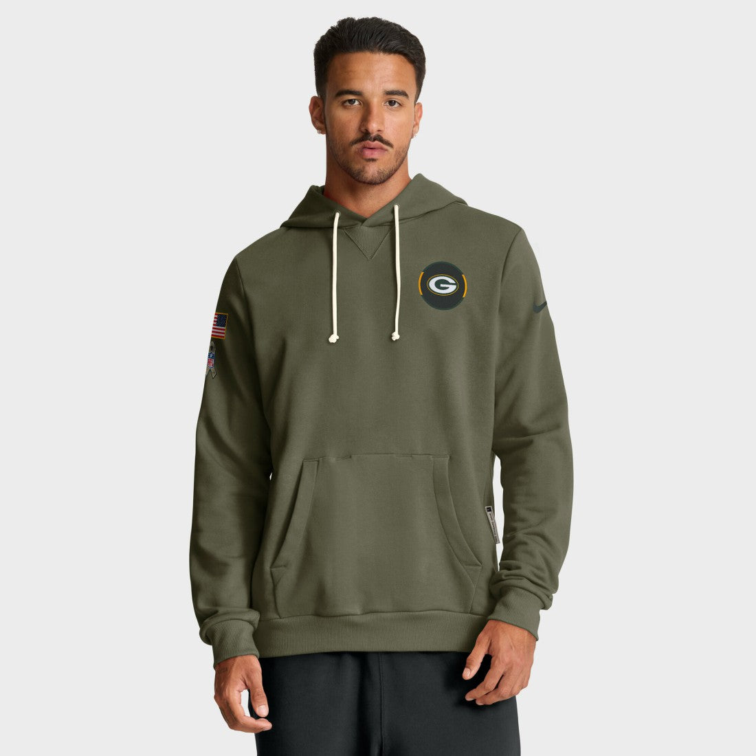 Green Bay Packers Big & Tall 2025 Salute to Service Sideline Dominant Force Dri-FIT Hoodie Olive