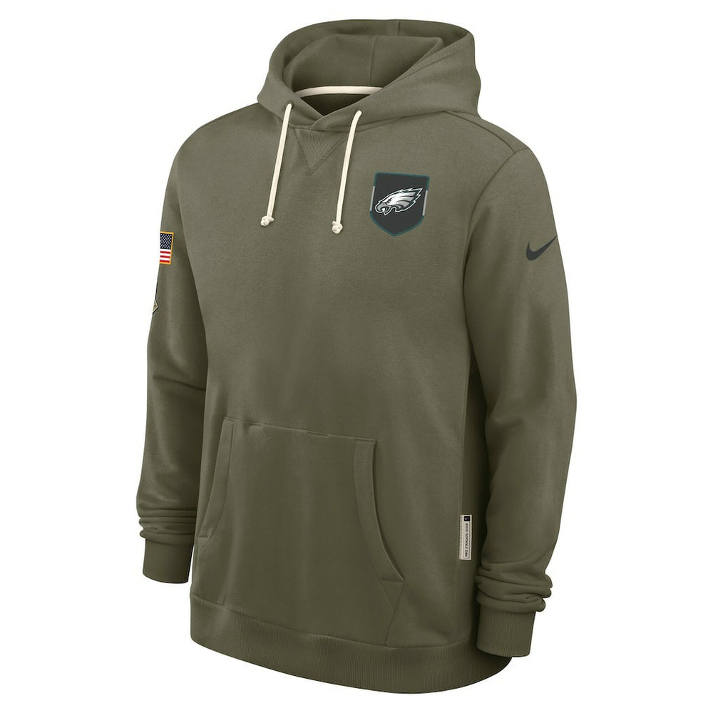 Philadelphia Eagles Big & Tall 2025 Salute to Service Sideline Dominant Force Dri-FIT Hoodie Olive