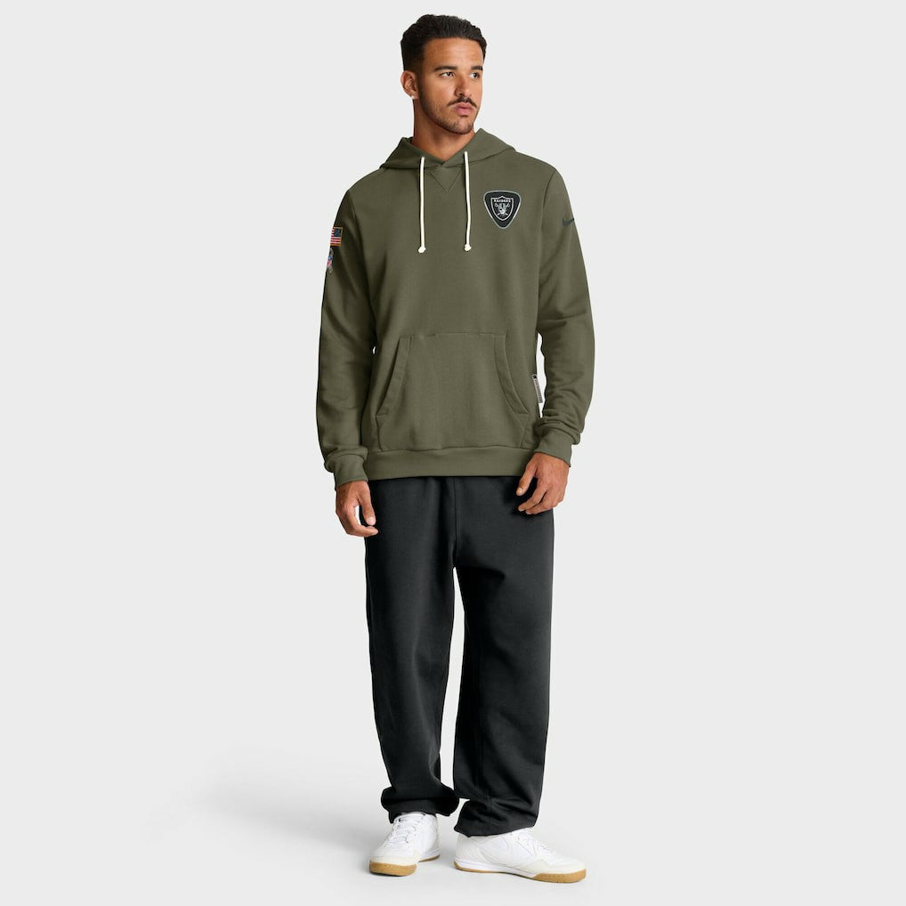Las Vegas Raiders Big & Tall 2025 Salute to Service Sideline Dominant Force Dri-FIT Hoodie Olive