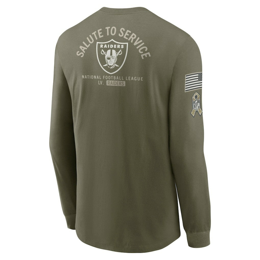 Las Vegas Raiders 2025 Salute to Service Sideline Long Sleeve T-Shirt Olive
