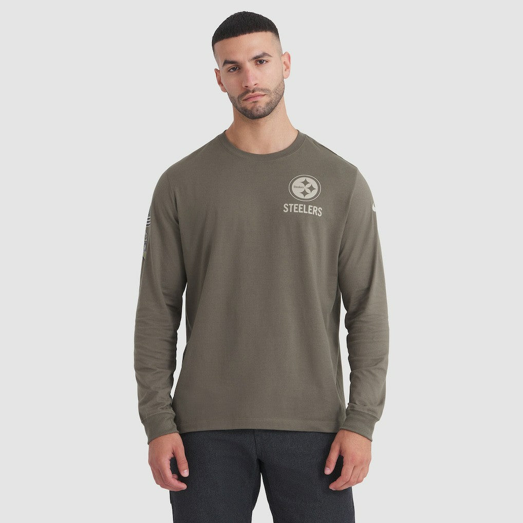 Pittsburgh Steelers 2025 Salute to Service Sideline Long Sleeve T-Shirt Olive