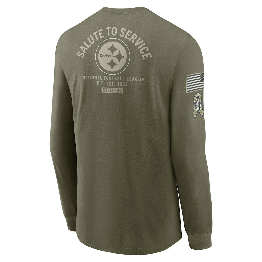 Pittsburgh Steelers 2025 Salute to Service Sideline Long Sleeve T-Shirt Olive
