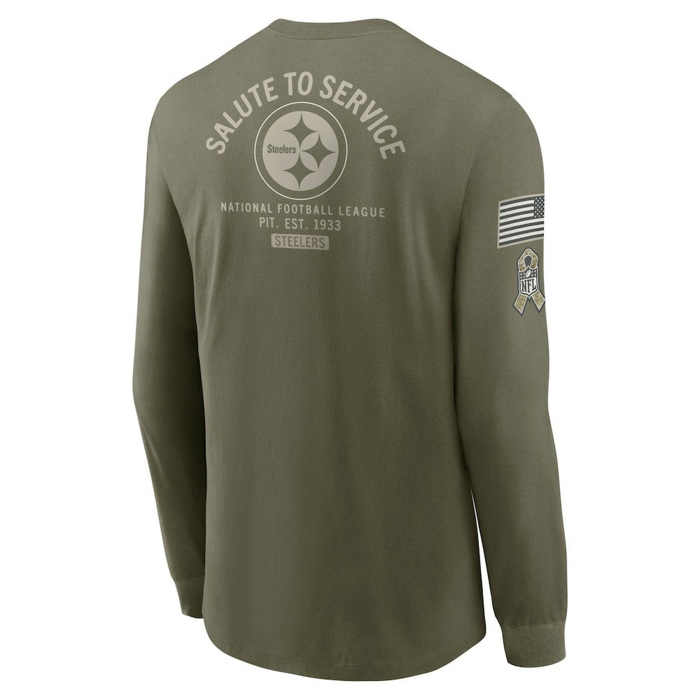 Pittsburgh Steelers 2025 Salute to Service Sideline Long Sleeve T-Shirt Olive