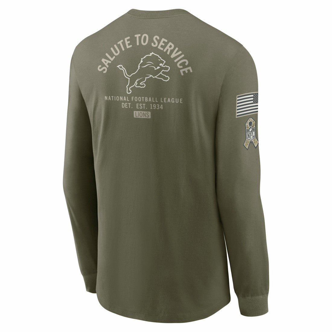 Detroit Lions 2025 Salute to Service Sideline Long Sleeve T-Shirt Olive