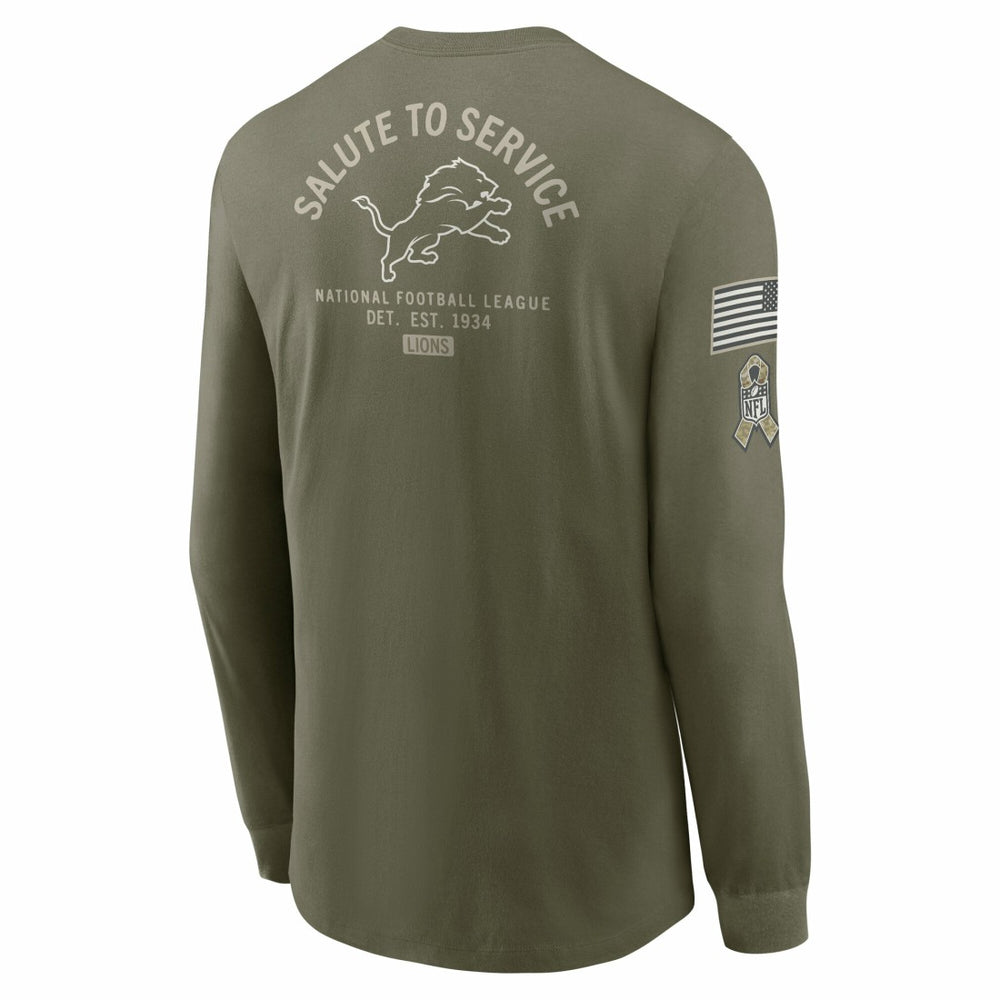 Detroit Lions 2025 Salute to Service Sideline Long Sleeve T-Shirt Olive