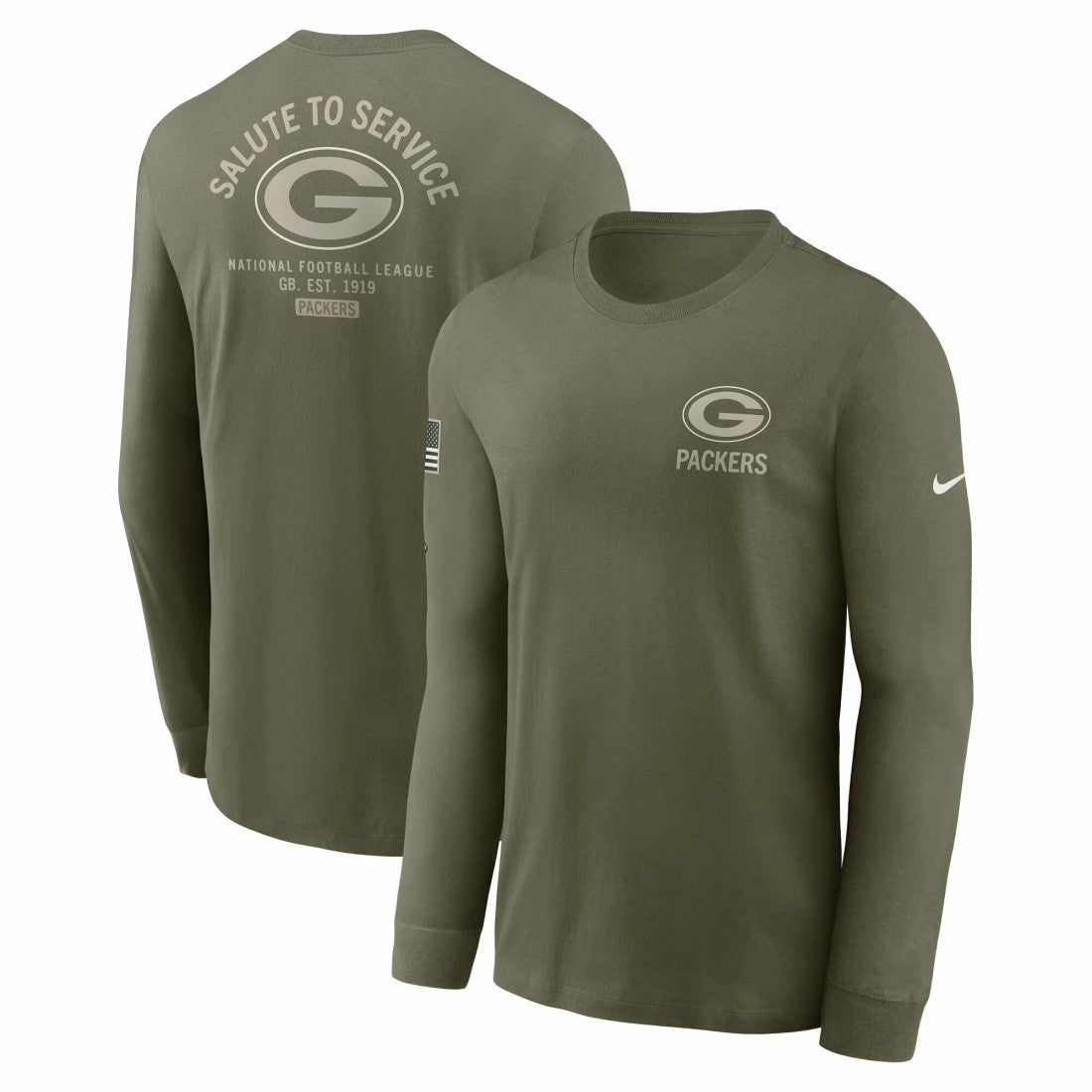 Green Bay Packers 2025 Salute to Service Sideline Long Sleeve T-Shirt Olive
