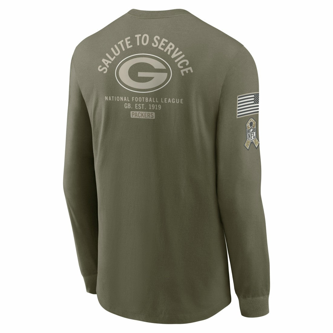Green Bay Packers 2025 Salute to Service Sideline Long Sleeve T-Shirt Olive