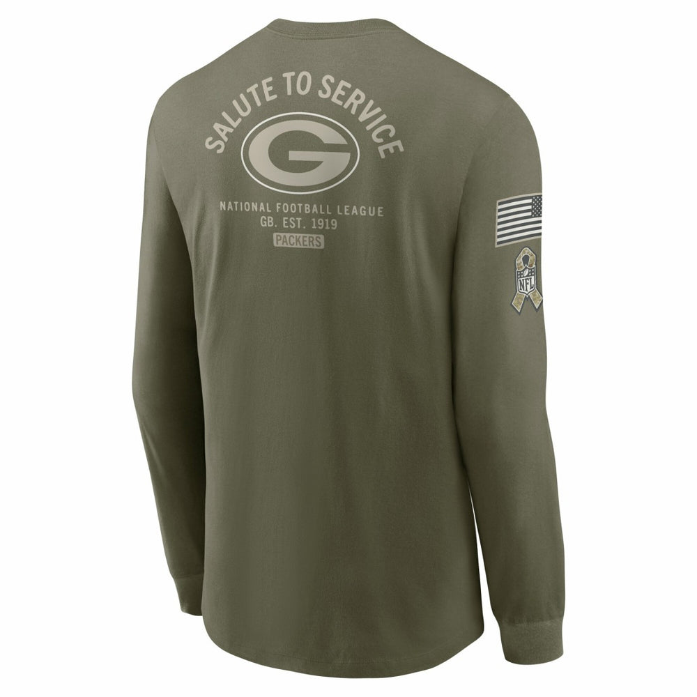 Green Bay Packers 2025 Salute to Service Sideline Long Sleeve T-Shirt Olive