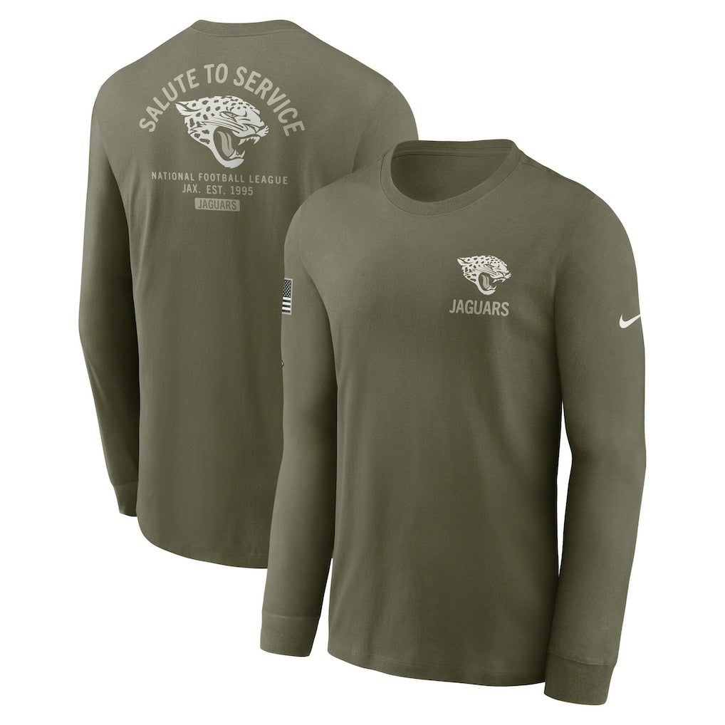 Jacksonville Jaguars 2025 Salute to Service Sideline Long Sleeve T-Shirt Olive