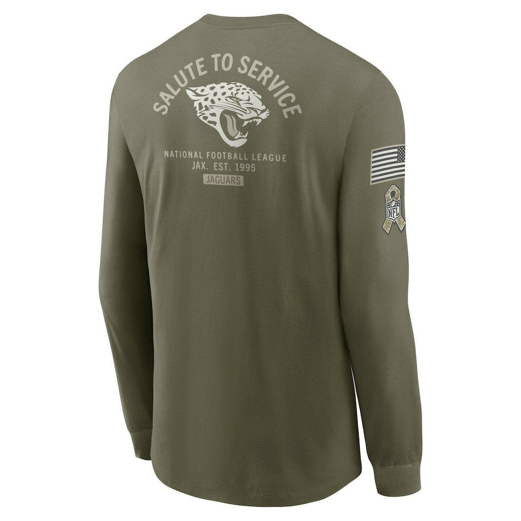 Jacksonville Jaguars 2025 Salute to Service Sideline Long Sleeve T-Shirt Olive