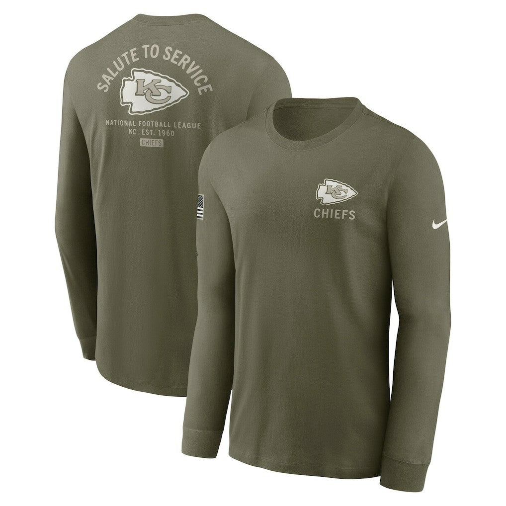 Kansas City Chiefs 2025 Salute to Service Sideline Long Sleeve T-Shirt Olive