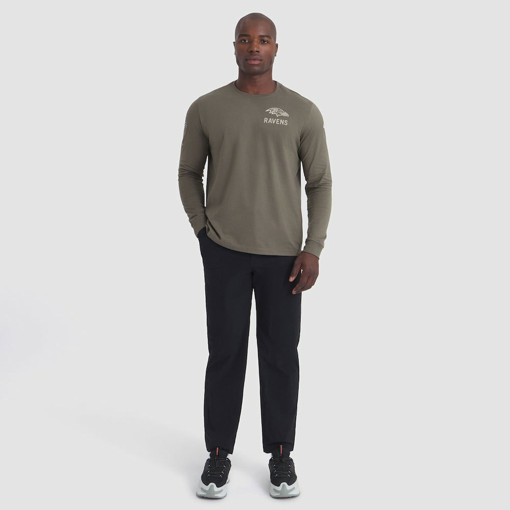 Baltimore Ravens 2025 Salute to Service Sideline Long Sleeve T-Shirt Olive
