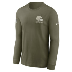 Cleveland Browns 2025 Salute to Service Sideline Long Sleeve T-Shirt Olive