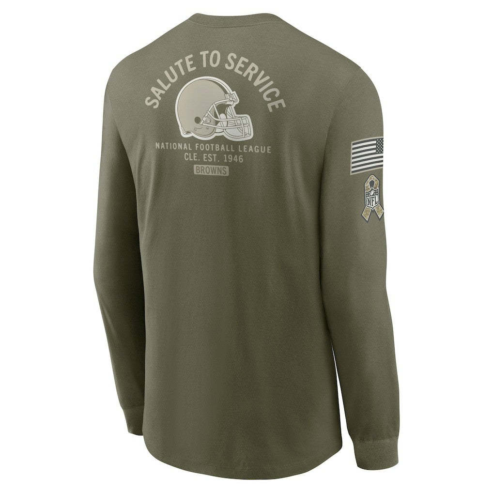 Cleveland Browns 2025 Salute to Service Sideline Long Sleeve T-Shirt Olive
