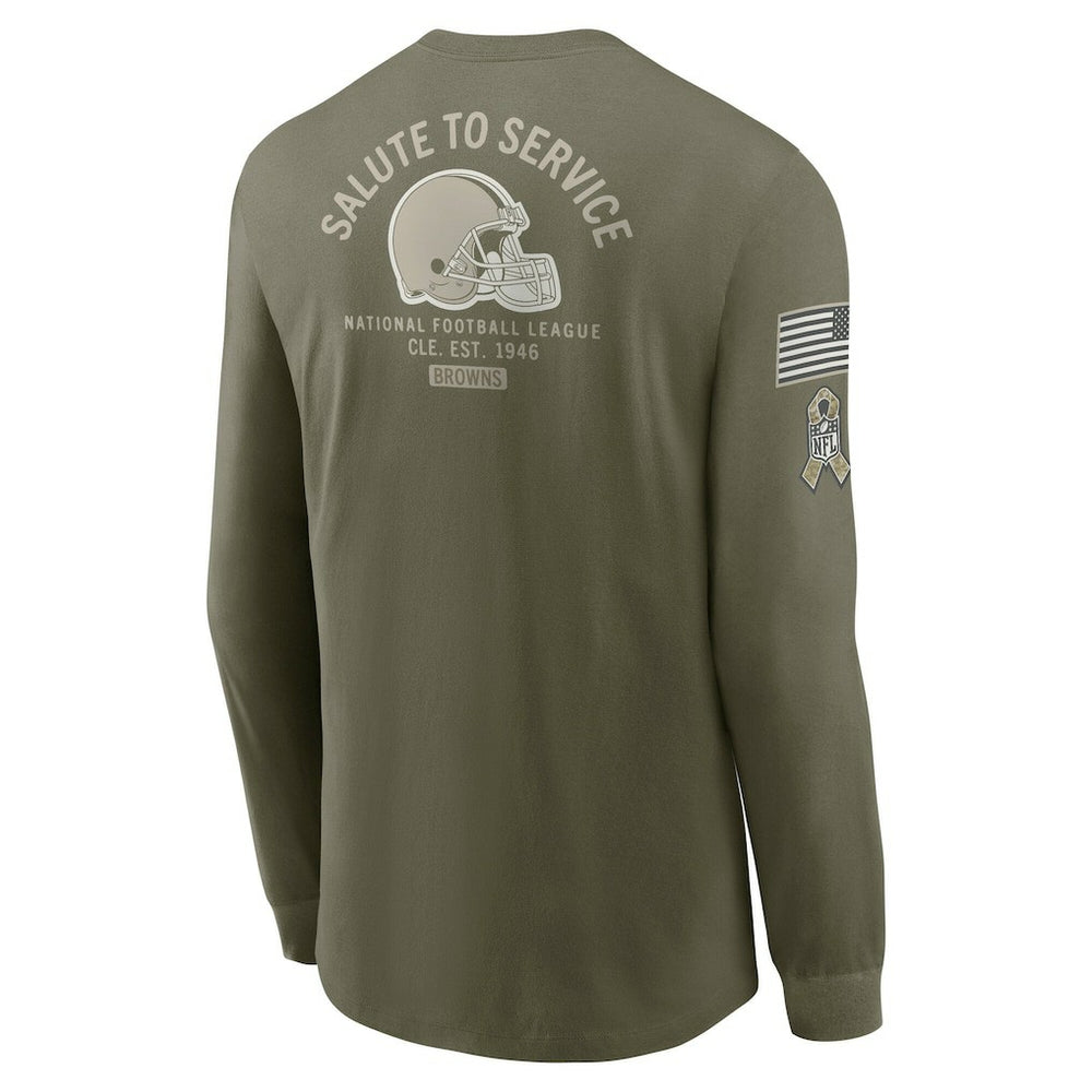 Cleveland Browns 2025 Salute to Service Sideline Long Sleeve T-Shirt Olive