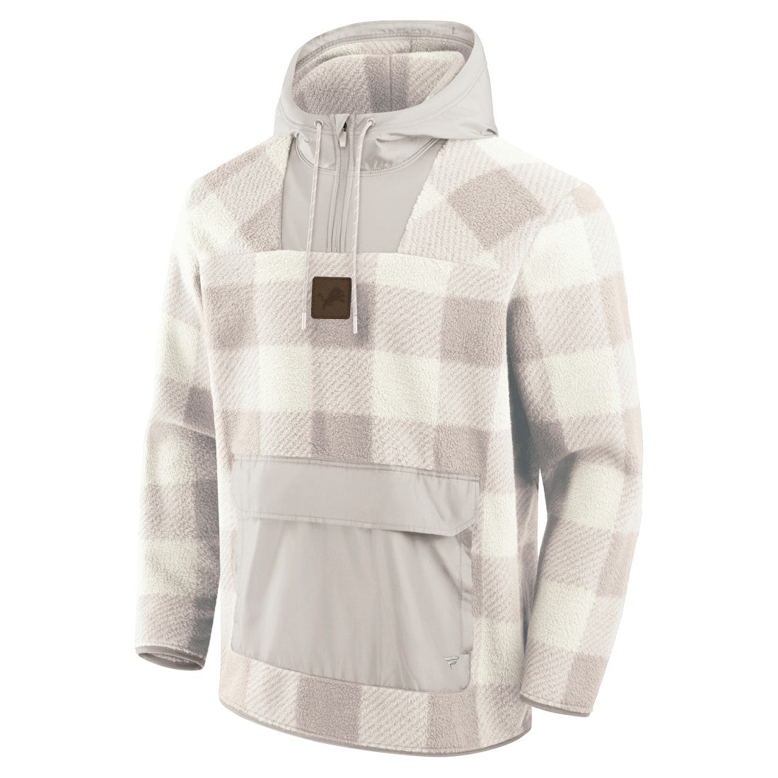 Detroit Lions Elements Plaid Polar Fleece Quarter-Zip Hoodie Gray
