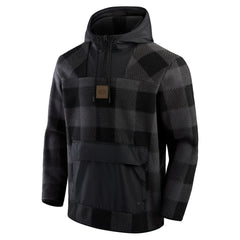 San Francisco 49ers Elements Plaid Polar Fleece Quarter-Zip Hoodie Black