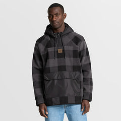 Washington Commanders Elements Plaid Polar Fleece Quarter-Zip Hoodie Black