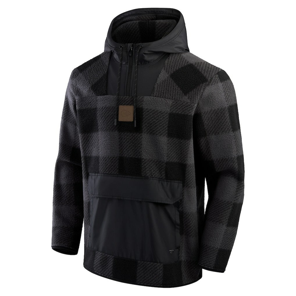 Kansas City Chiefs Elements Plaid Polar Fleece Quarter-Zip Hoodie Black