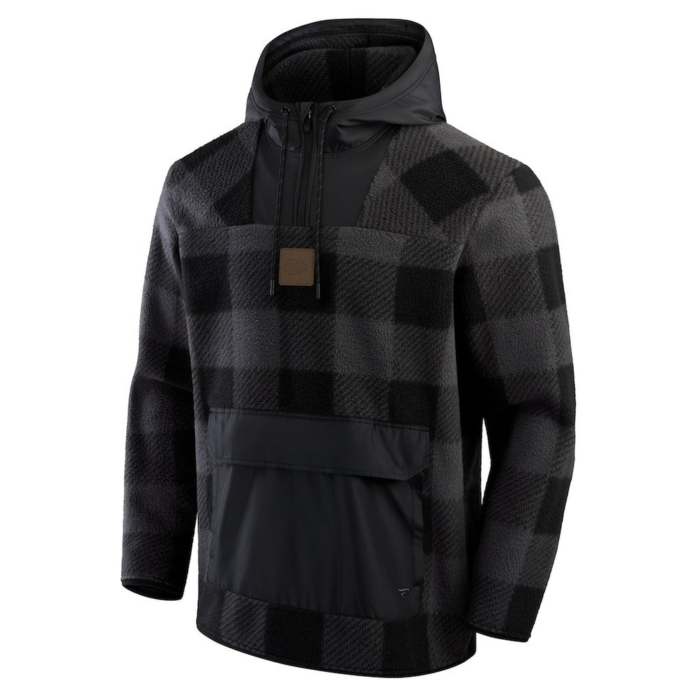 Kansas City Chiefs Elements Plaid Polar Fleece Quarter-Zip Hoodie Black