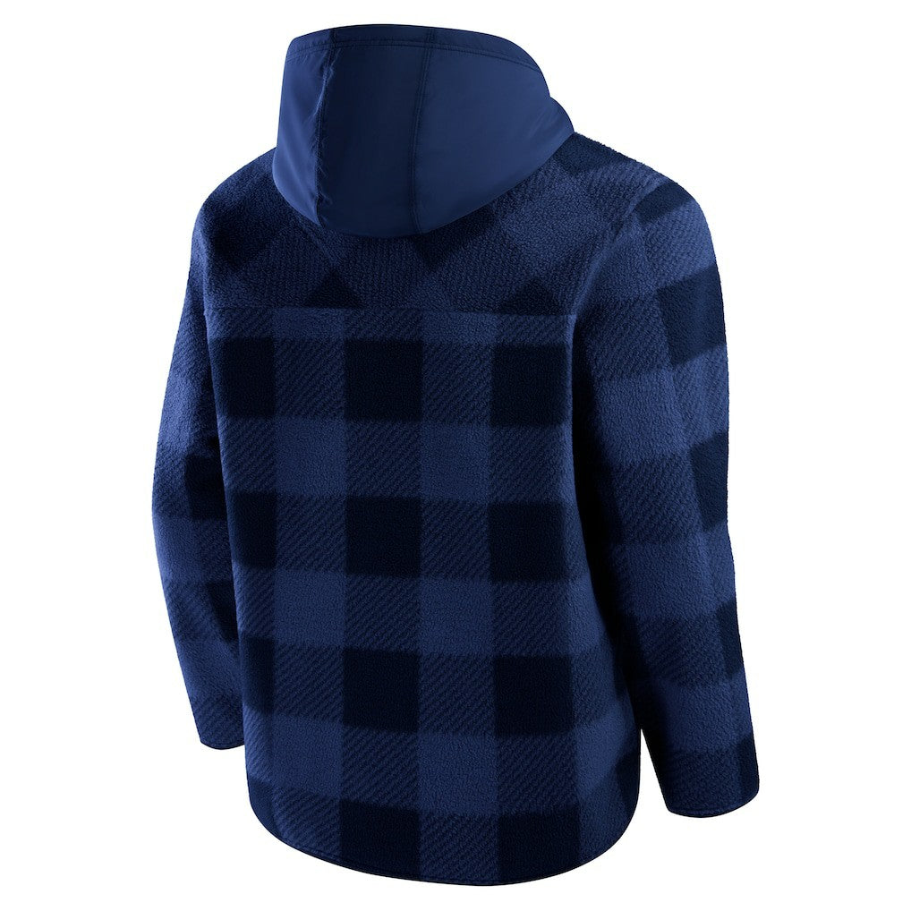 Denver Broncos Elements Plaid Polar Fleece Quarter-Zip Hoodie Navy