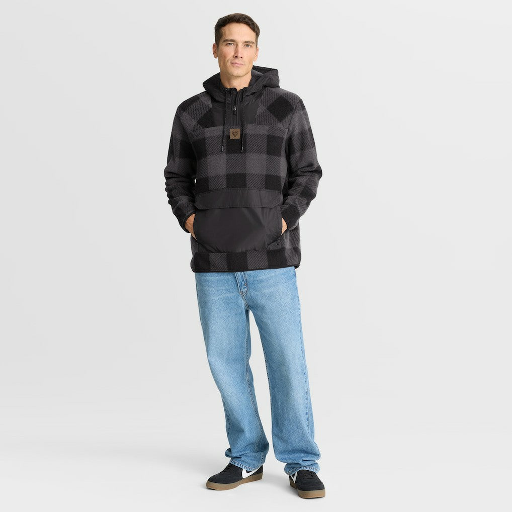 Chicago Bears Elements Plaid Polar Fleece Quarter-Zip Hoodie Black