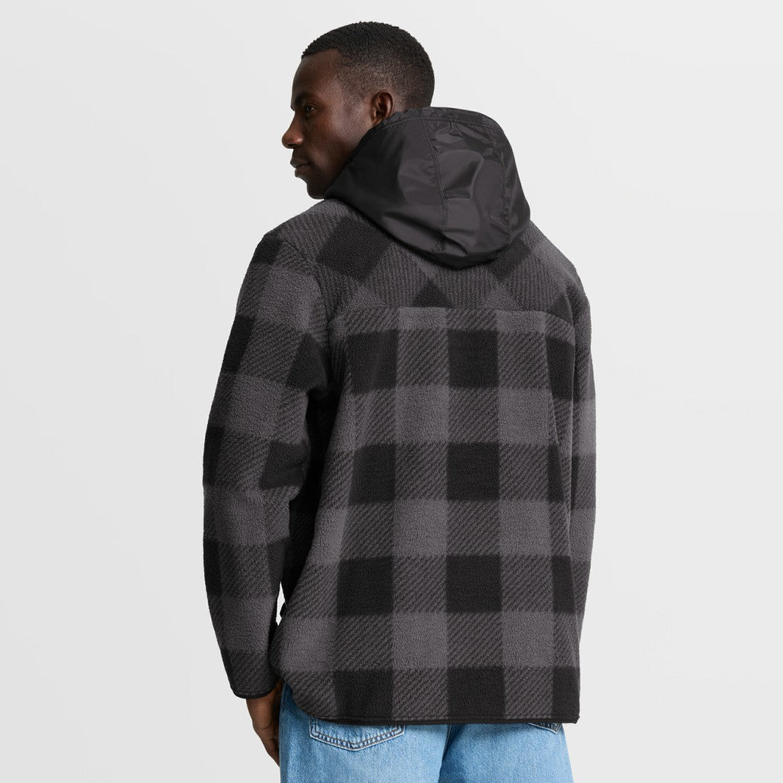 Green Bay Packers Elements Plaid Polar Fleece Quarter-Zip Hoodie Black
