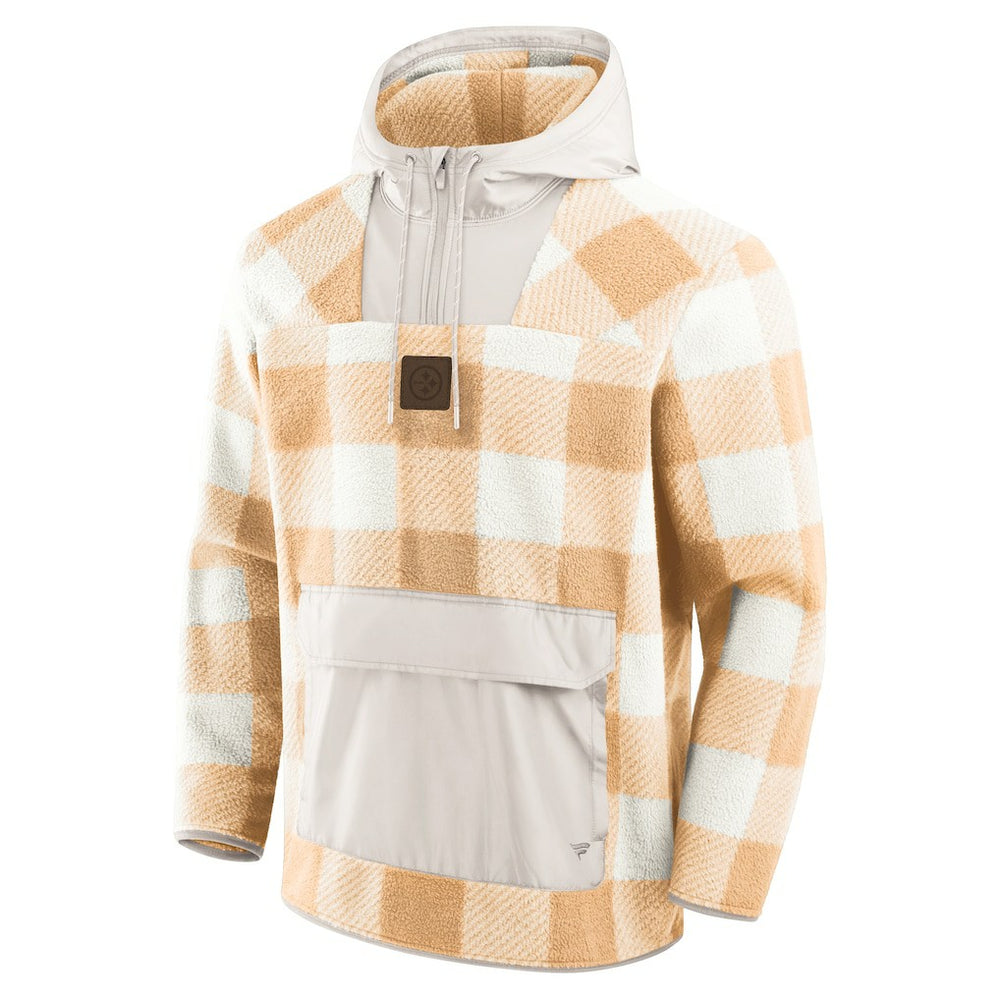 Pittsburgh Steelers Elements Plaid Polar Fleece Quarter-Zip Hoodie Tan